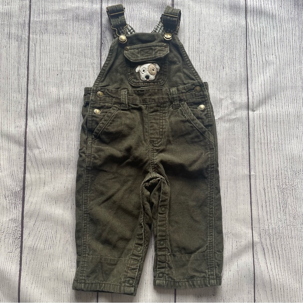Gymboree Pup Cuffed Corduroy Overalls Size 6-12 months
